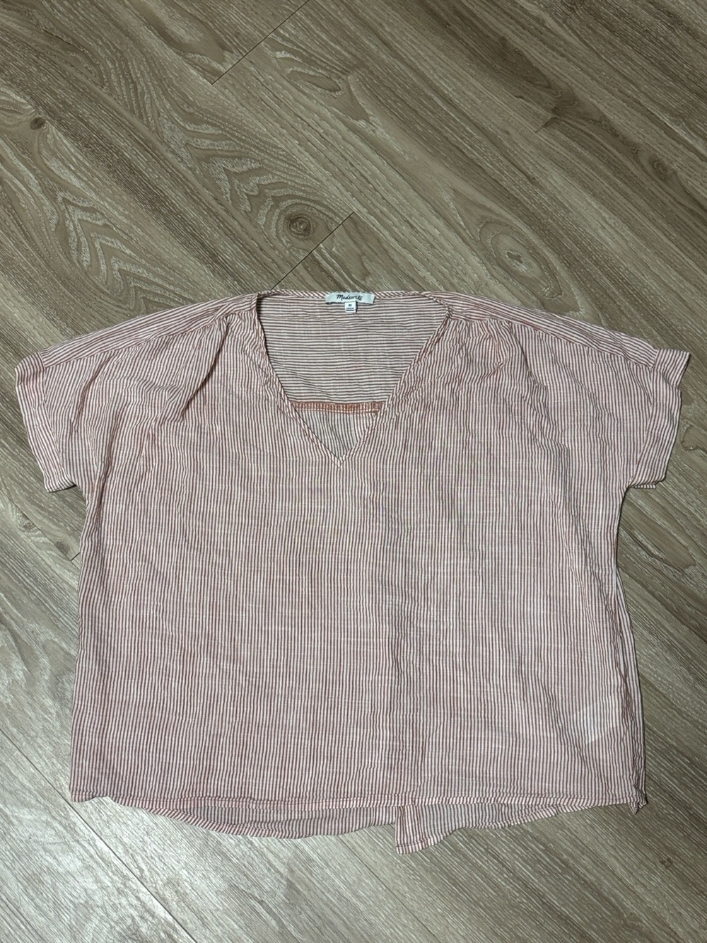 Madewell Button back V Neck Red and White Striped Shirt Size XS | minimalist - Picture 1 of 5